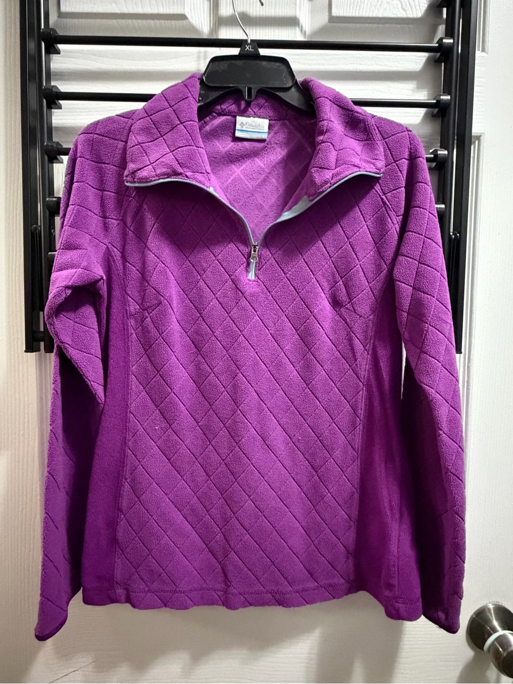 Columbia Purple Quilted Quarter-Zip Fleece Pullover